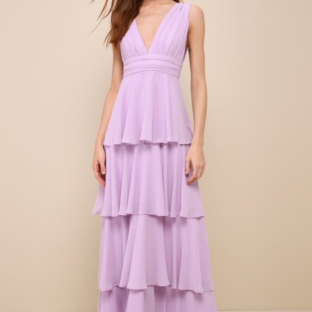 Lulus Amazing Evening Lavender Tiered Maxi Dress Purple - Size XL